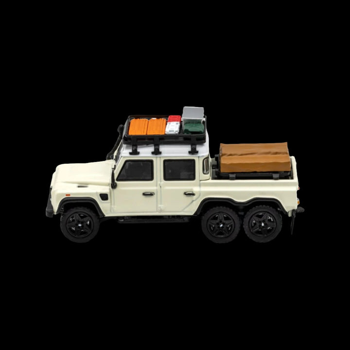 Land Rover Defender 6x6 Off-White Camping Modified 1:64 by GCD KS-053-286 Side View