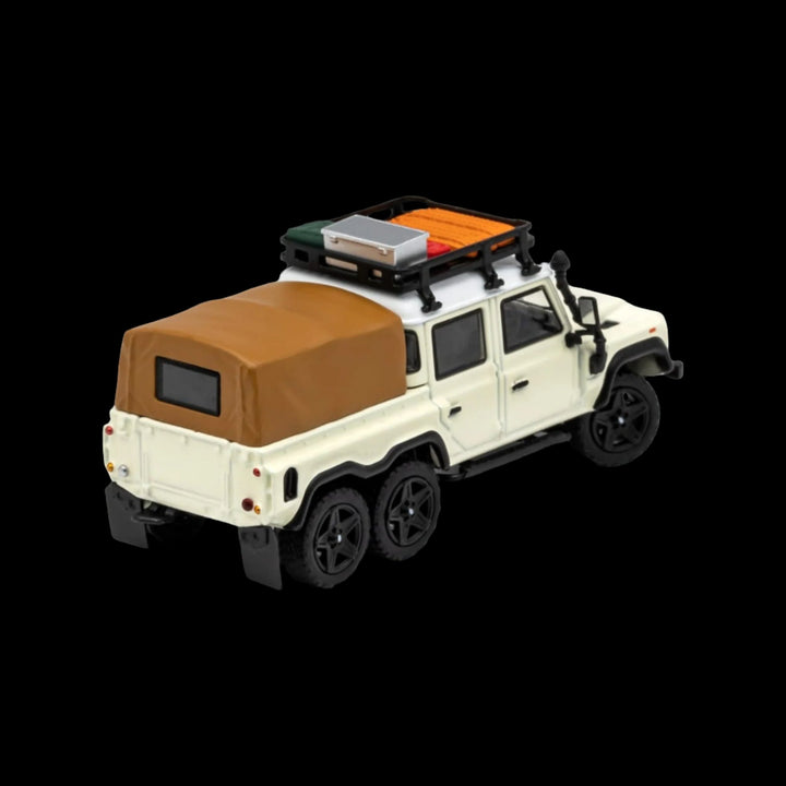 Land Rover Defender 6x6 Off-White Camping Modified 1:64 by GCD KS-053-286 Rear Angle View