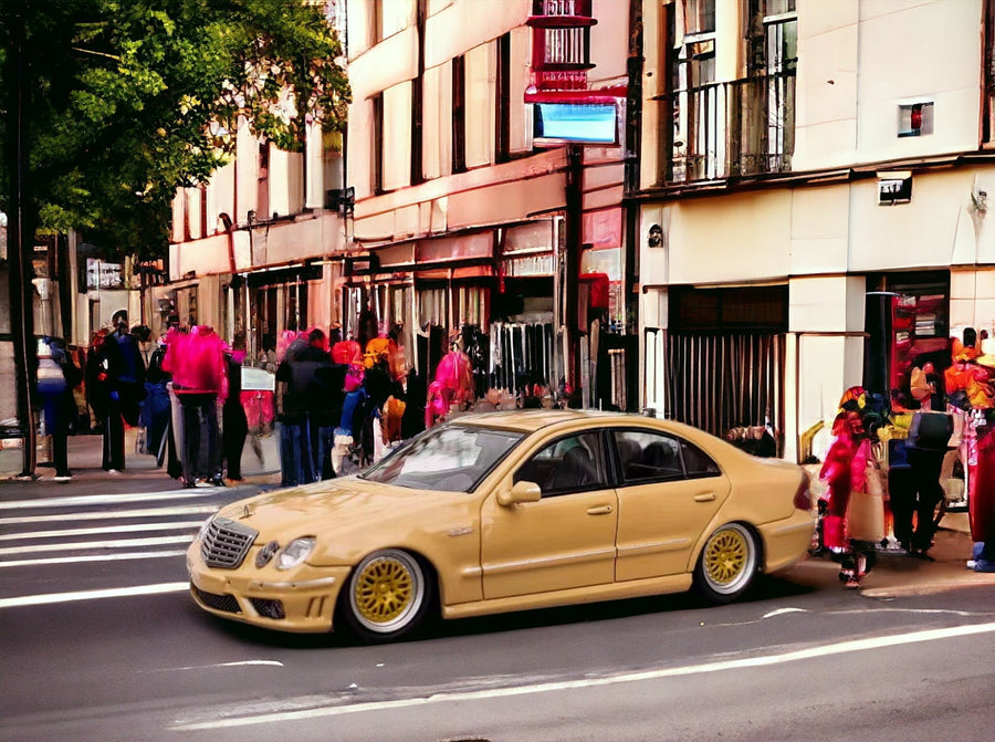 Mercedes-Benz E63 AMG W211 Lowered in Desert Yellow 1:64 by MK Model