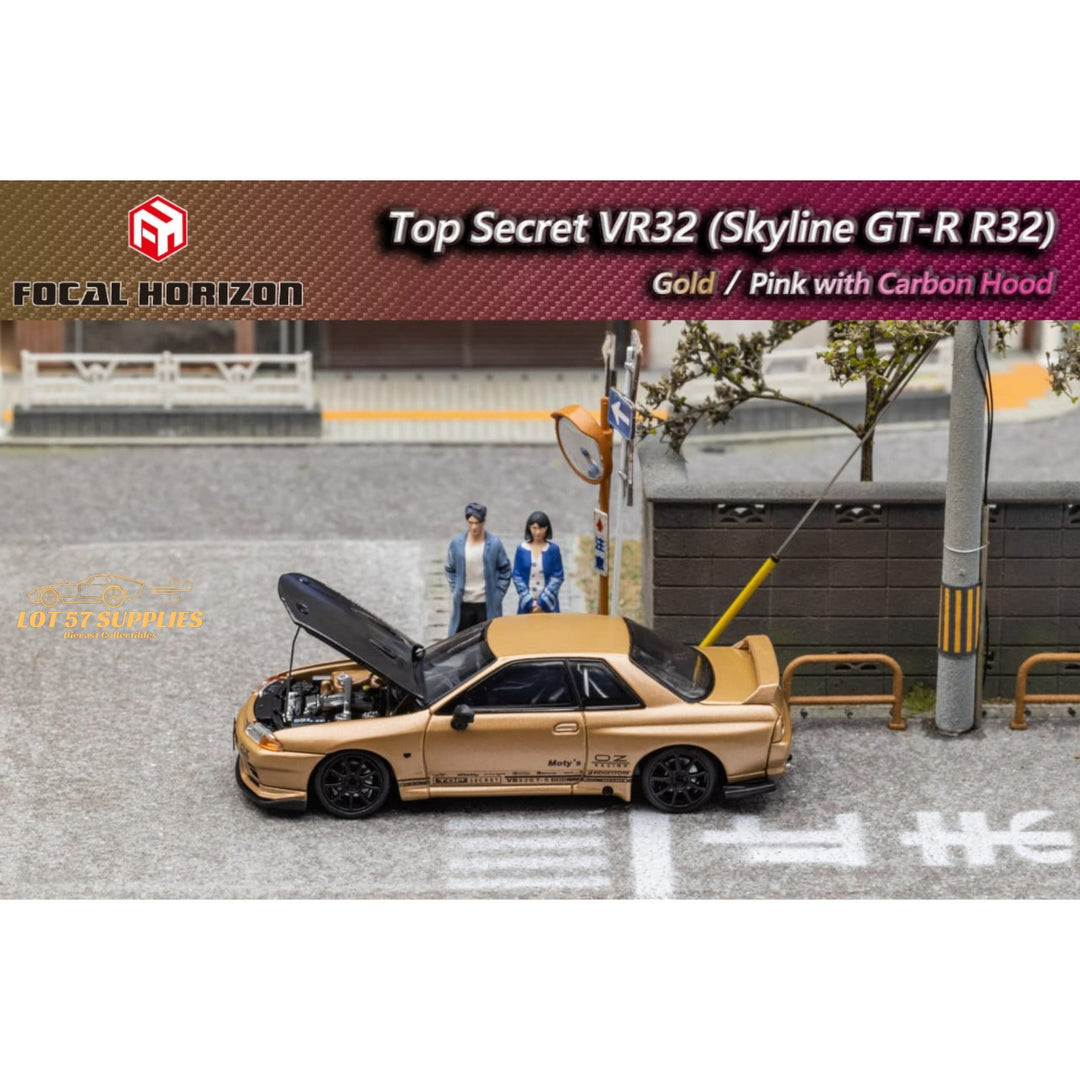 Nissan Skyline GT-R R32 Top Secret Gold 1:64 by Focal Horizon Open Hood