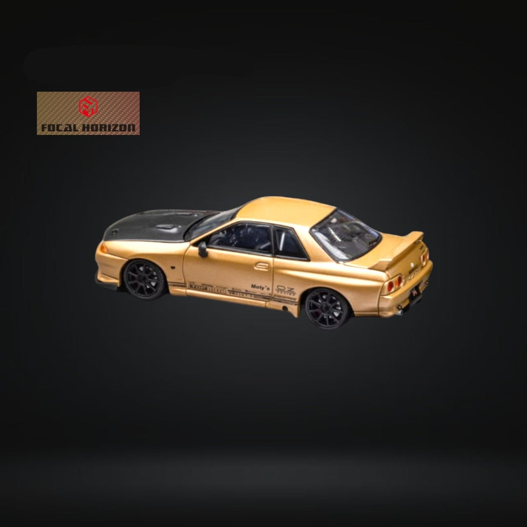 Nissan Skyline GT-R R32 Top Secret Gold 1:64 by Focal Horizon Rear Angled View