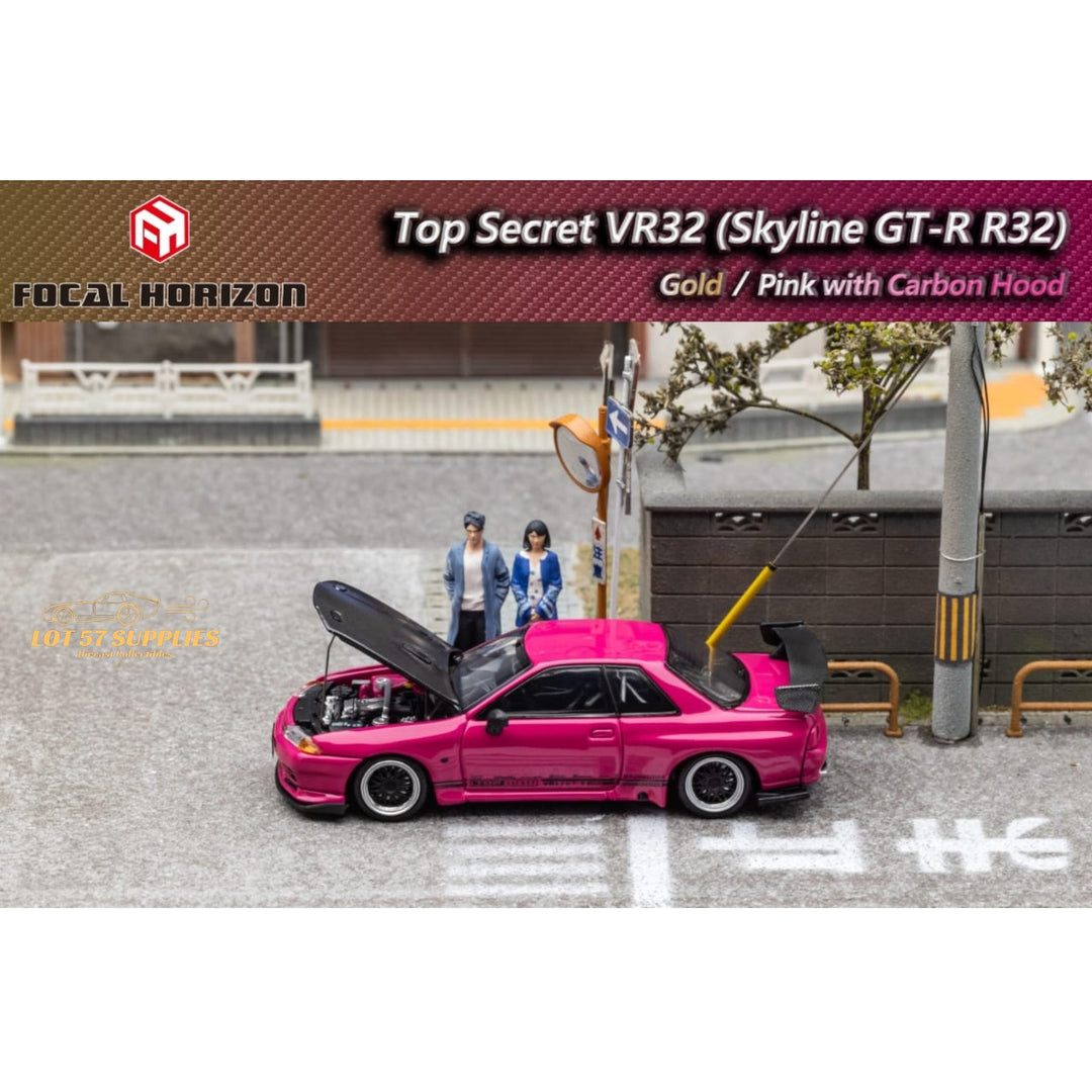 Nissan Skyline GT-R R32 Top Secret Pink 1:64 by Focal Horizon Scene Open Hood