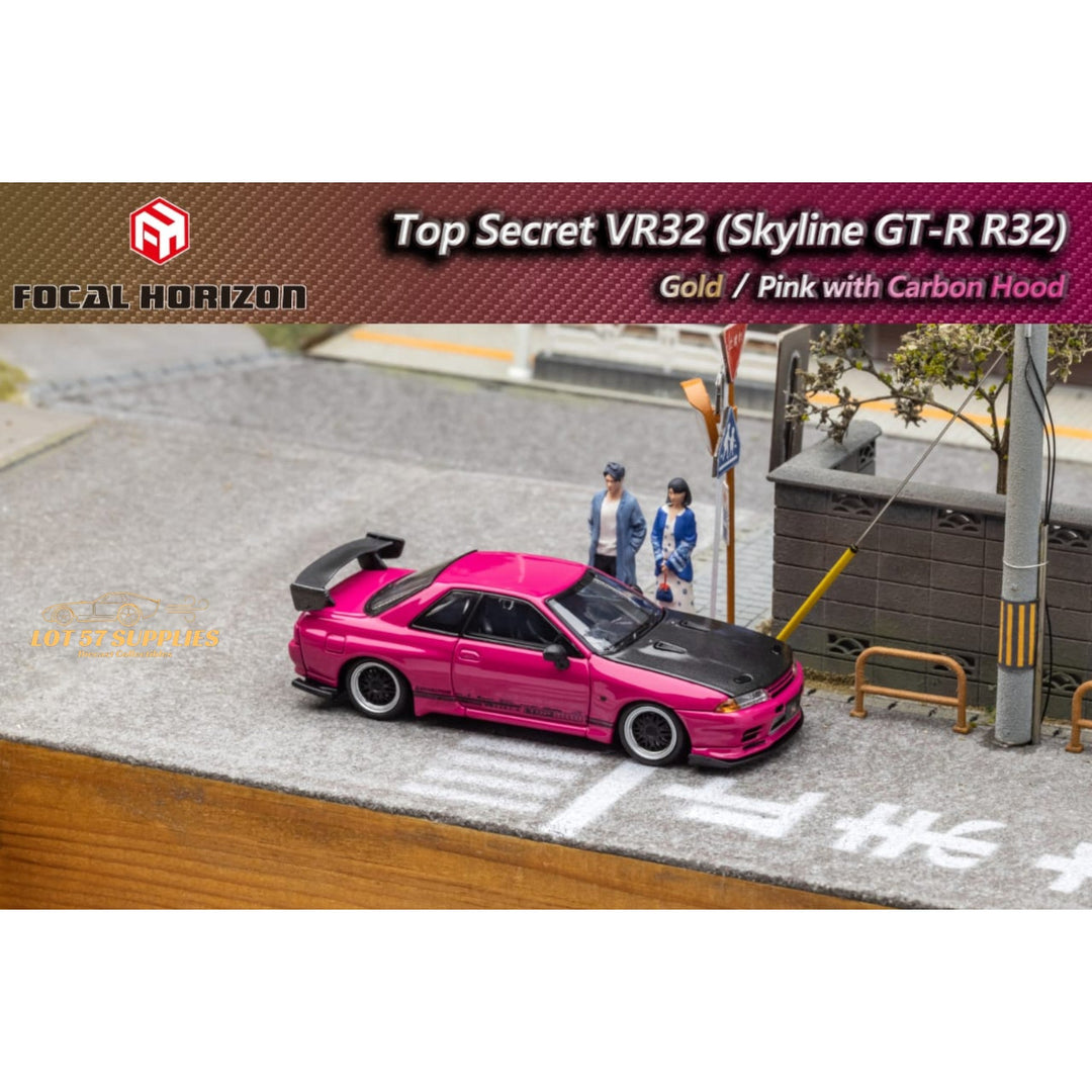 Nissan Skyline GT-R R32 Top Secret Pink 1:64 by Focal Horizon Scene Side View