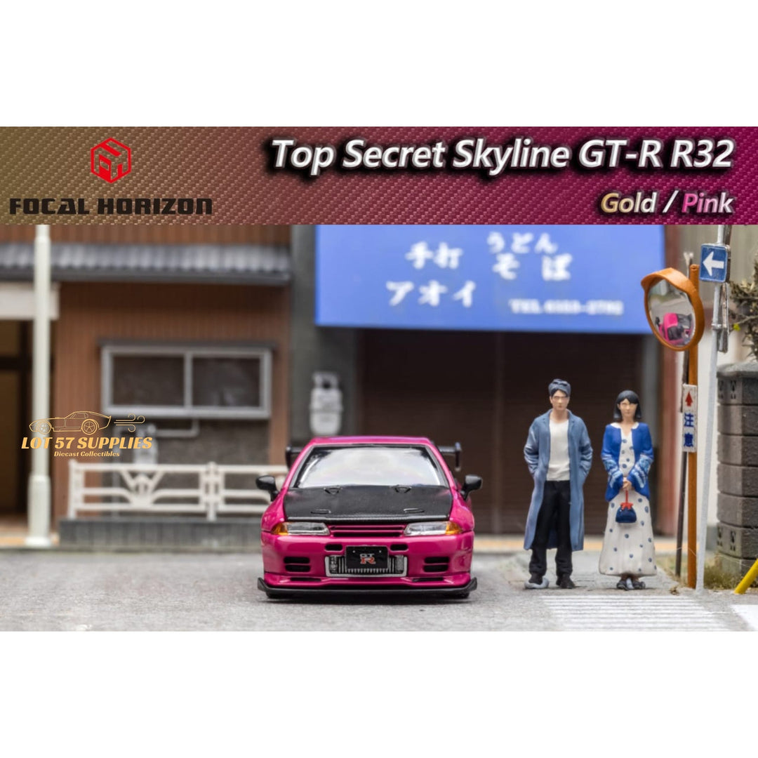 Nissan Skyline GT-R R32 Top Secret Pink 1:64 by Focal Horizon Scene Front View 2