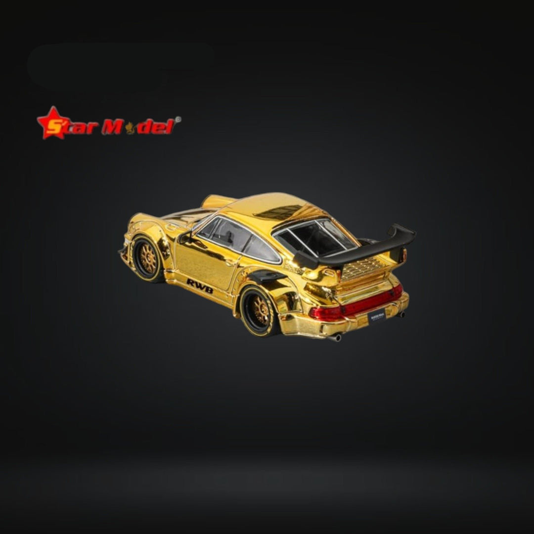 Porsche RWB 964 GT Wing Gold 1:64 Star Model Rear View