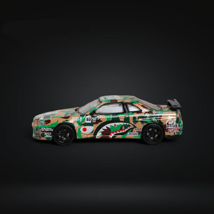 Nissan Skyline GT-R R34 APE Livery Camo 1:64 by Stance Hunters Side View