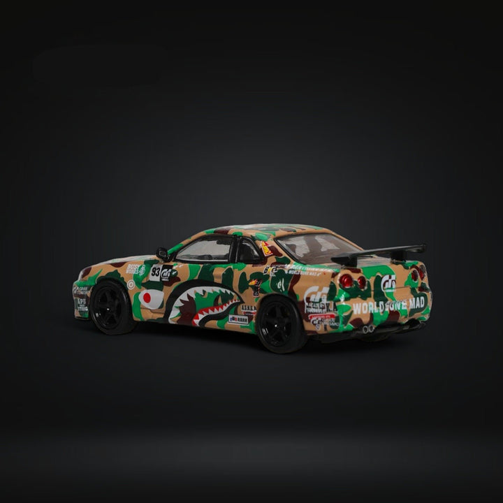 Nissan Skyline GT-R R34 APE Livery Camo 1:64 by Stance Hunters Angled Rear View