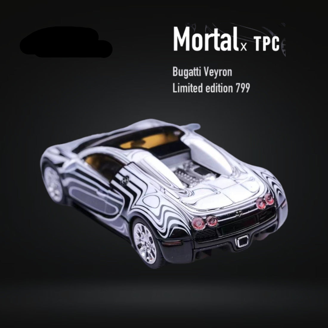 Bugatti Veyron Ceramic Dragon White/Black With Adjustable Wing 1:64 by Mortal  4