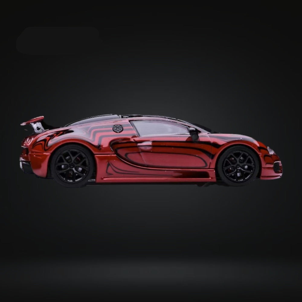 Bugatti Veyron in Red Advan Ceramic Livery Limited to 799 Pcs 1:64 by Mortal Side View