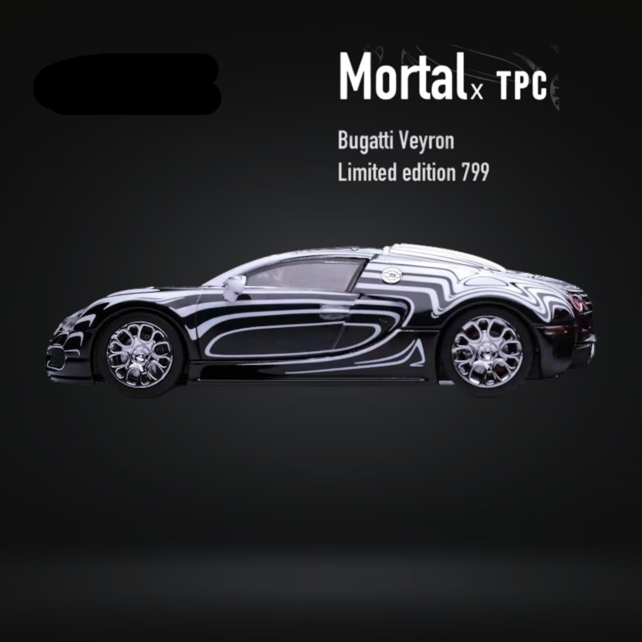 Bugatti Veyron Ceramic Dragon White/Black With Adjustable Wing 1:64 by Mortal  2