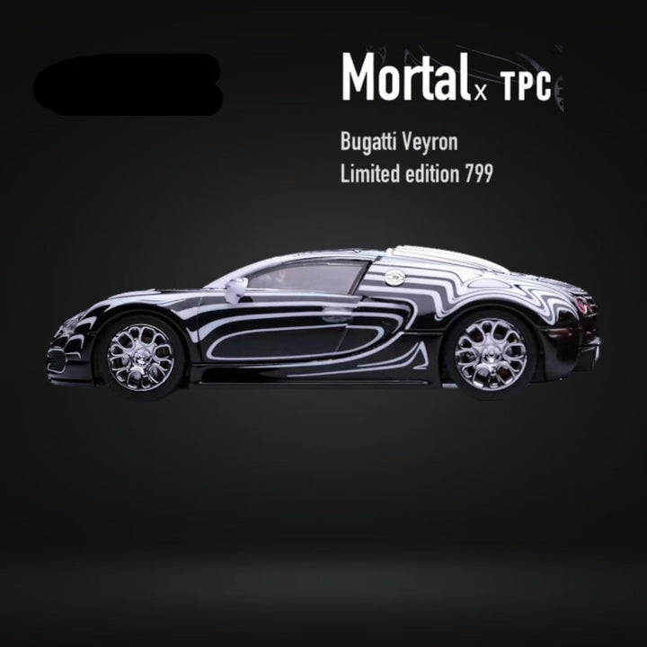Bugatti Veyron Ceramic Dragon White/Black With Adjustable Wing 1:64 by Mortal  2