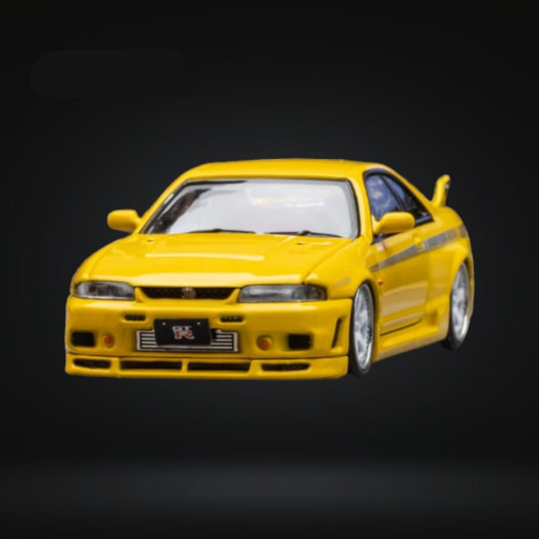 Nissan Skyline R33 GT-R 4TH Gen 400R in Yellow Openable Hood 1:64 by Focal Horizon Angled Front View