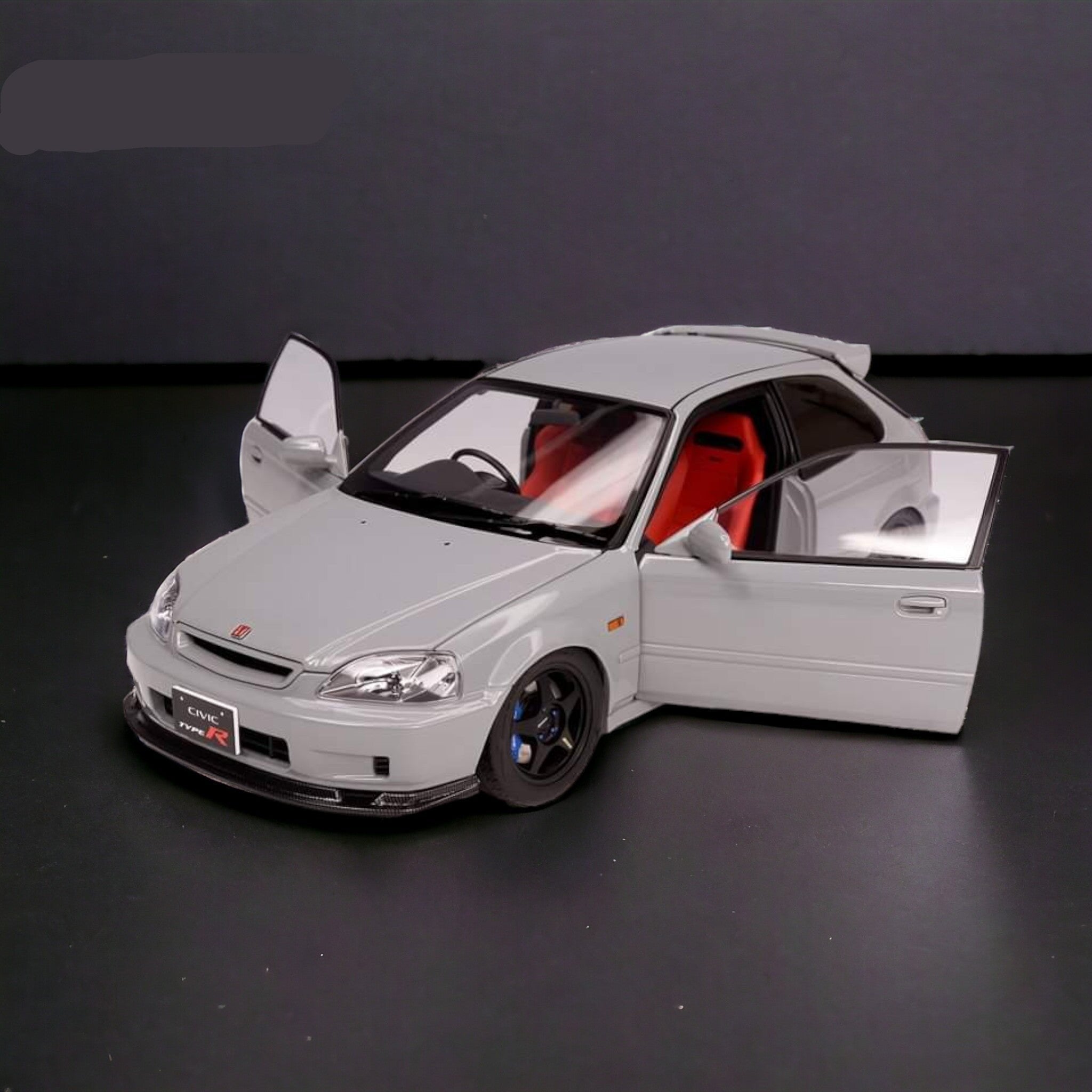 Honda Civic Type-R EK9 Nardo Grey With SW388 Wheels 1:18 by MOTORHELIX Open Doors