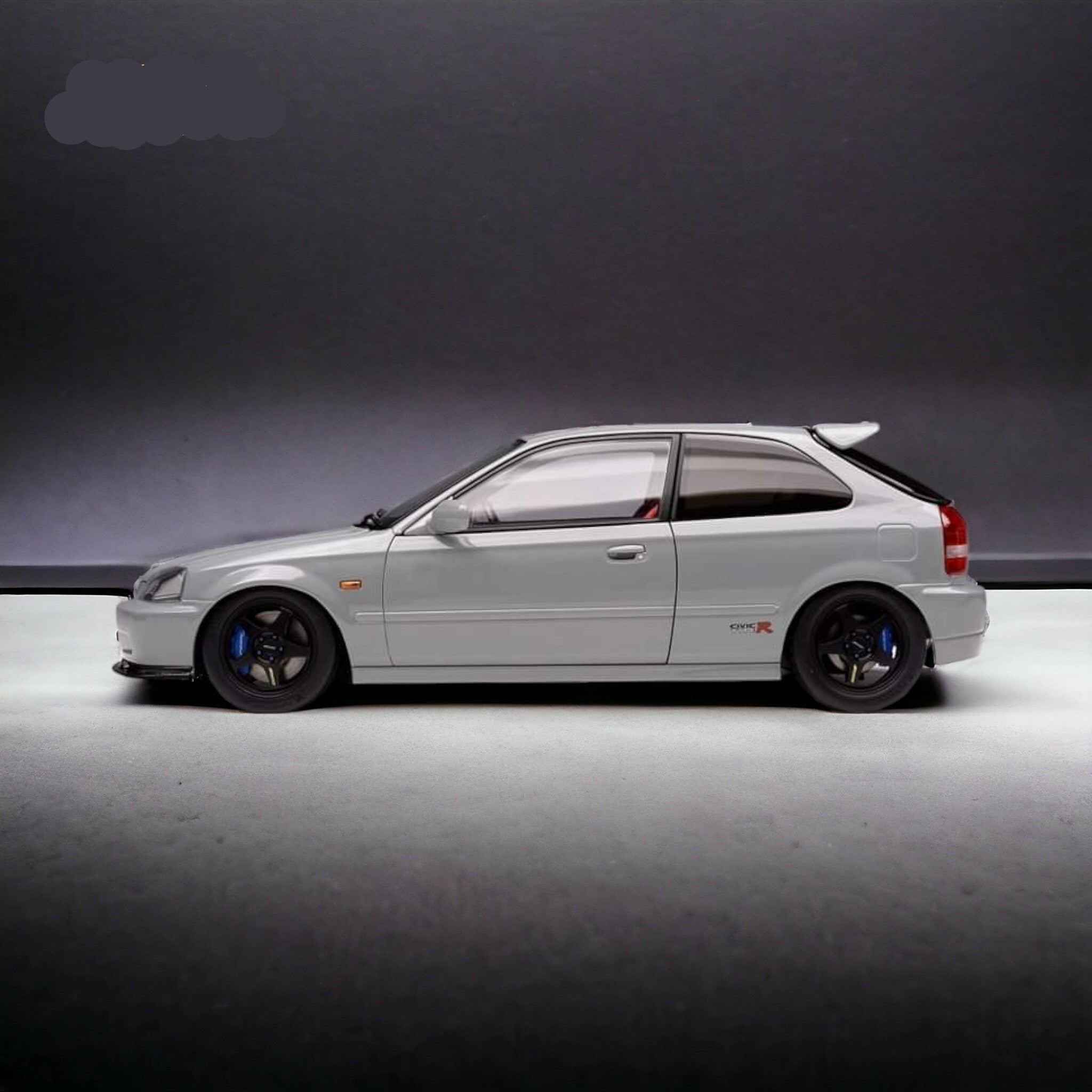 Honda Civic Type-R EK9 Nardo Grey With SW388 Wheels 1:18 by MOTORHELIX Side View