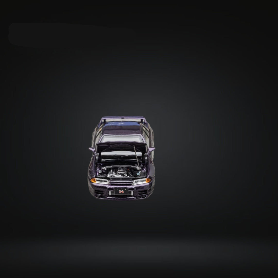 Nissan Skyline R32 GT-R 3rd Gen Nismo S-Tune Full Carbon Purple 1:64 by Focal Horizon Front Open Hood