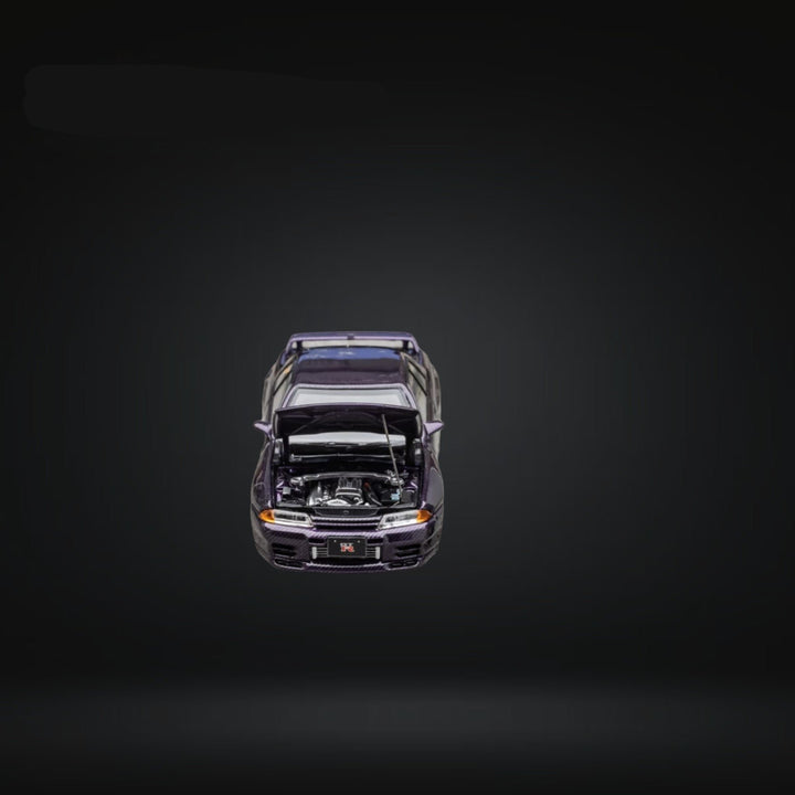 Nissan Skyline R32 GT-R 3rd Gen Nismo S-Tune Full Carbon Purple 1:64 by Focal Horizon Front Open Hood