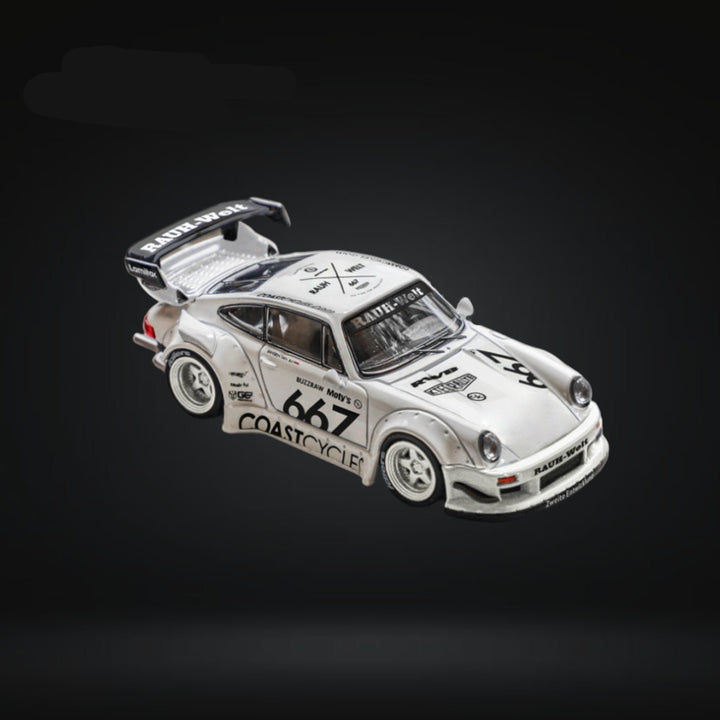 Porsche RWB 964 GT Wing Coast Cycles White #667 Ordinary 1:64 by Star Model Angled Front View