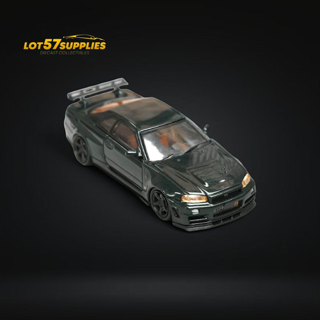 Nissan Skyline GT-R R34 Nismo Z-Tune High Wing CRS Dark Green 1:64 by Fuji