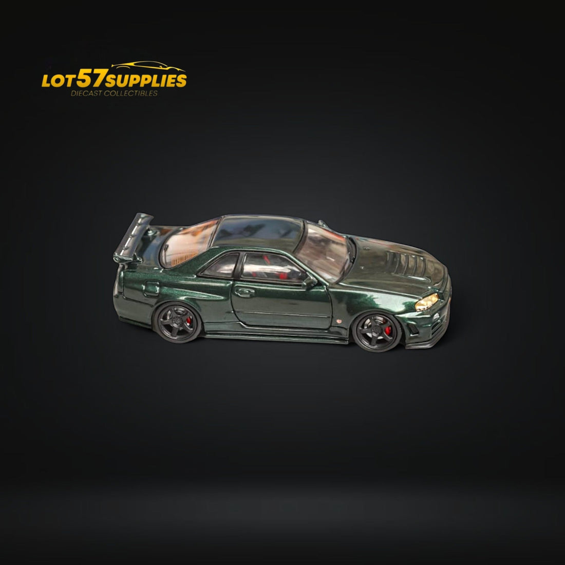 Nissan Skyline GT-R R34 Nismo Z-Tune High Wing CRS Dark Green 1:64 by Fuji