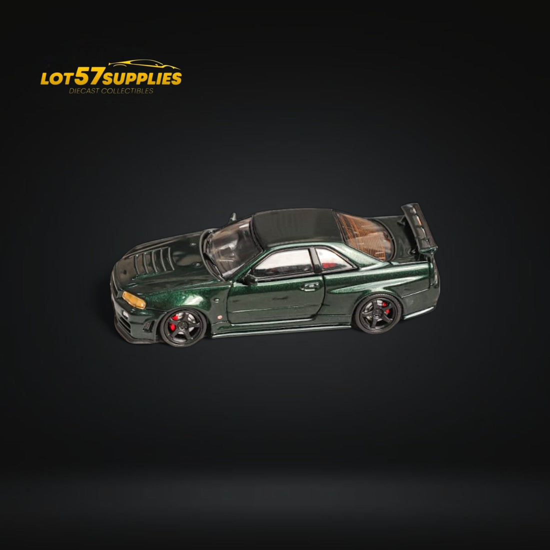 Nissan Skyline GT-R R34 Nismo Z-Tune High Wing CRS Dark Green 1:64 by Fuji