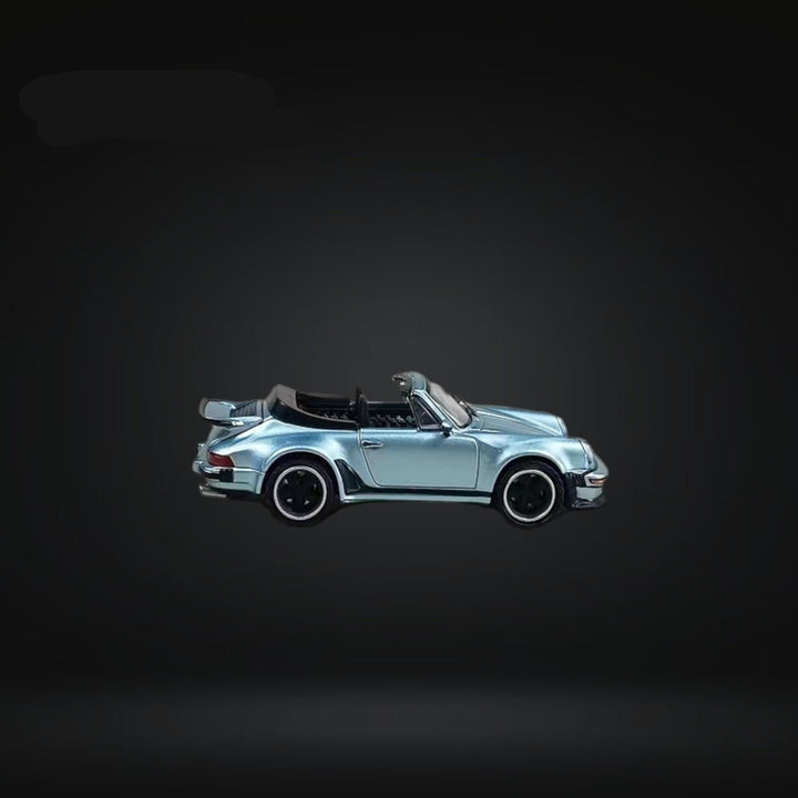 Porsche Singer Turbo Study Cabriolet 930 Convertible In Blue 1:64 by Rhino Model Side View 2