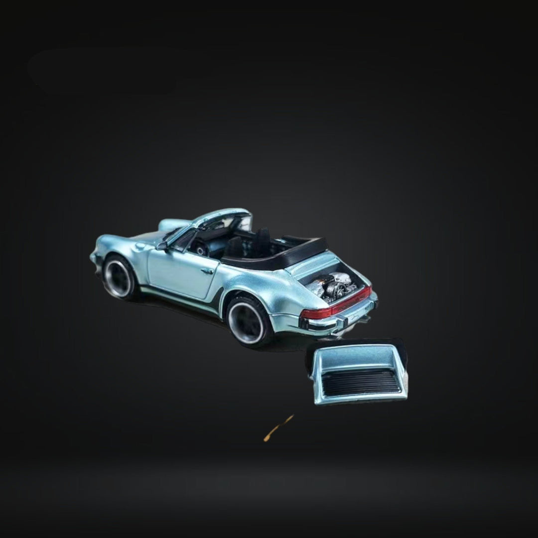 Porsche Singer Turbo Study Cabriolet 930 Convertible In Blue 1:64 by Rhino Model Open Top