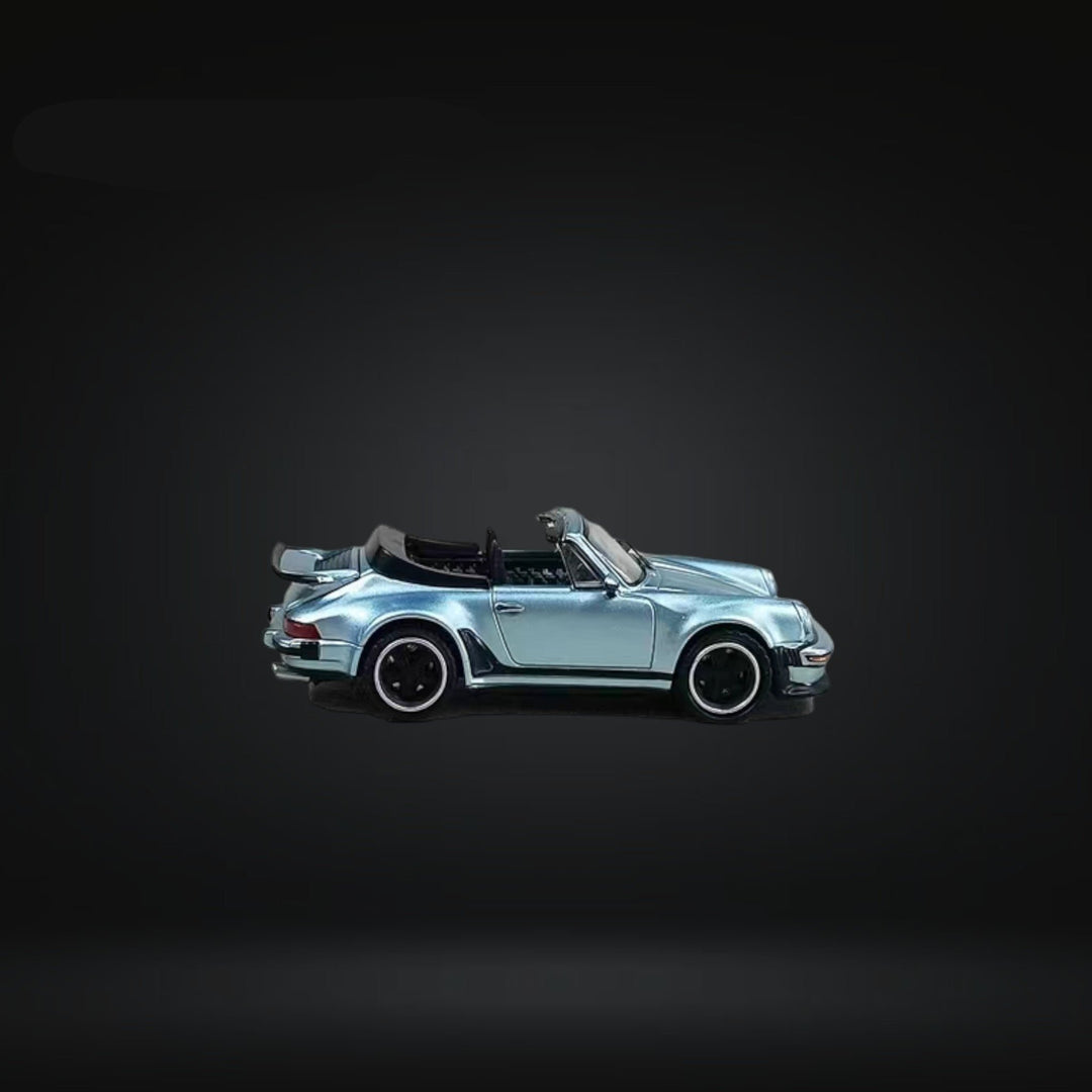 Porsche Singer Turbo Study Cabriolet 930 Convertible In Blue 1:64 by Rhino Model Side View