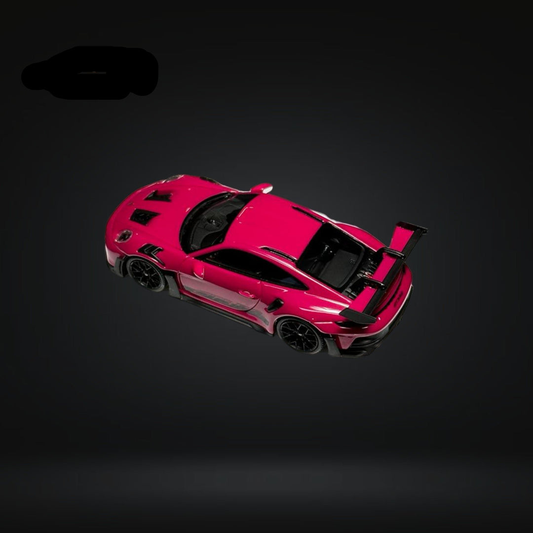 Porsche 911 (992) GT3 RS in Ruby Star Neo 1:64 by FuelMe  Rear Angled View