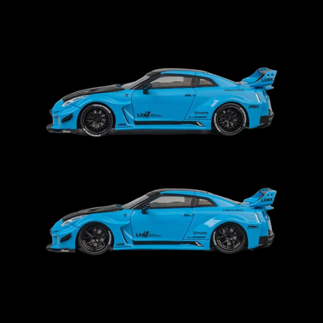 Nissan Skyline GT-R R35 RR Baby Blue LBWK 1:64 by CM Model  Drivers Side View