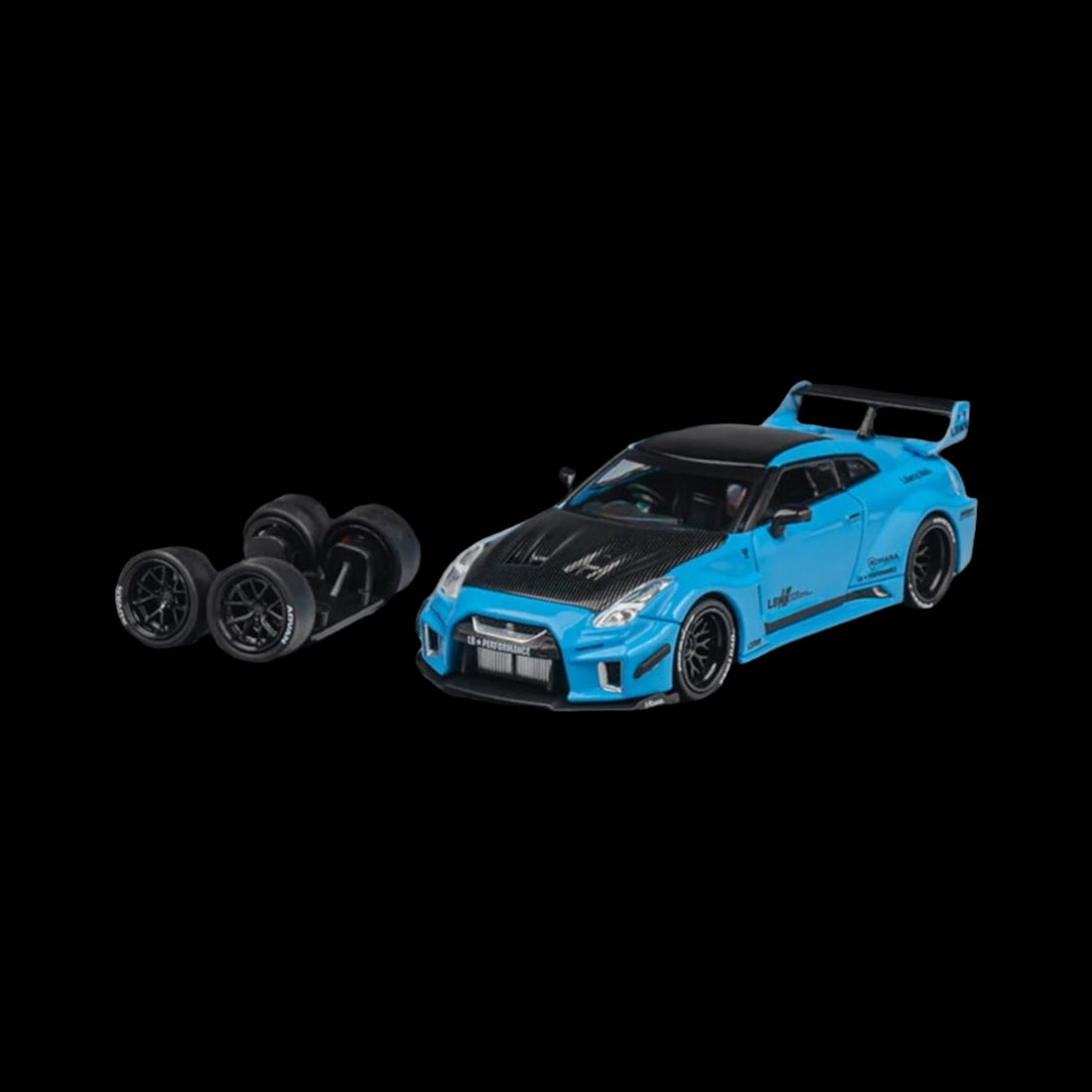 Nissan Skyline GT-R R35 RR Baby Blue LBWK 1:64 by CM Model Tire Options