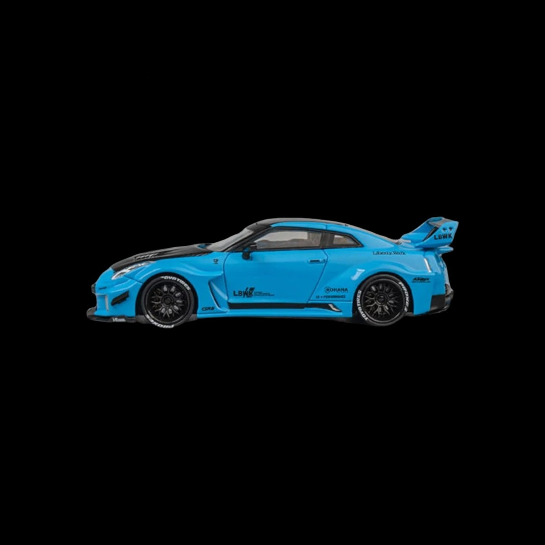 Nissan Skyline GT-R R35 RR Baby Blue LBWK 1:64 by CM Model Side View