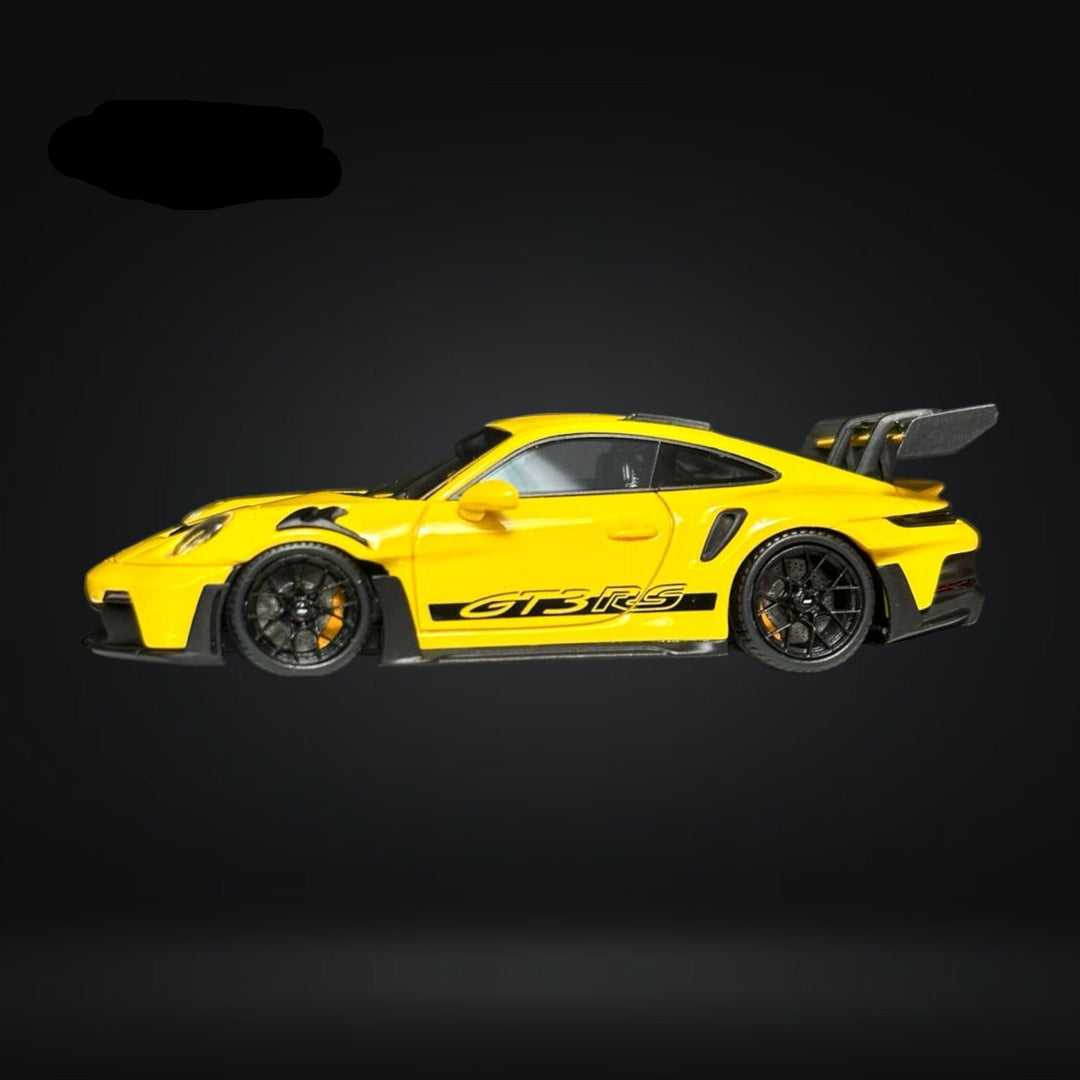 Porsche 911 (992) GT3 RS in Racing Yellow 1:64 by FuelMe Drivers Side View