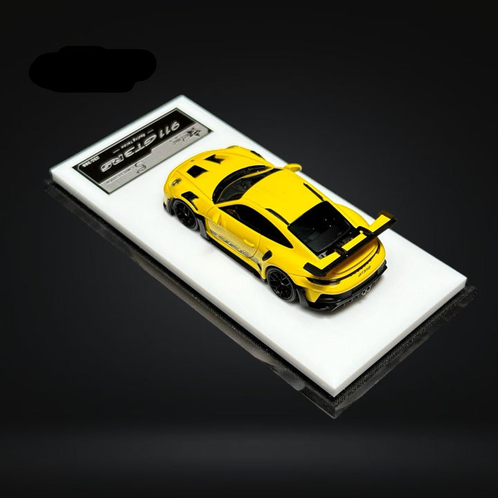 Porsche 911 (992) GT3 RS in Racing Yellow 1:64 by FuelMe Top Rear View