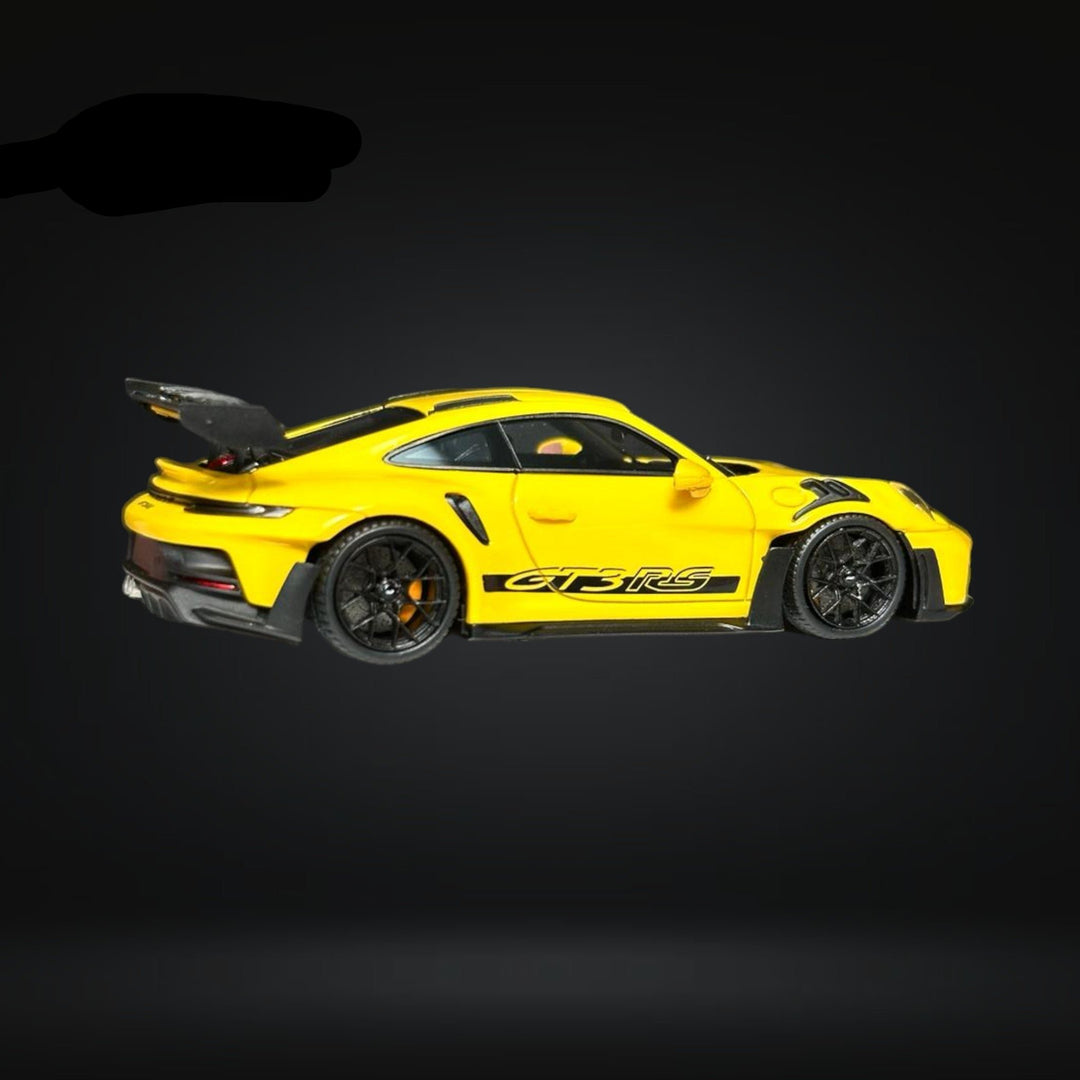 Porsche 911 (992) GT3 RS in Racing Yellow 1:64 by FuelMe Passenger Side View