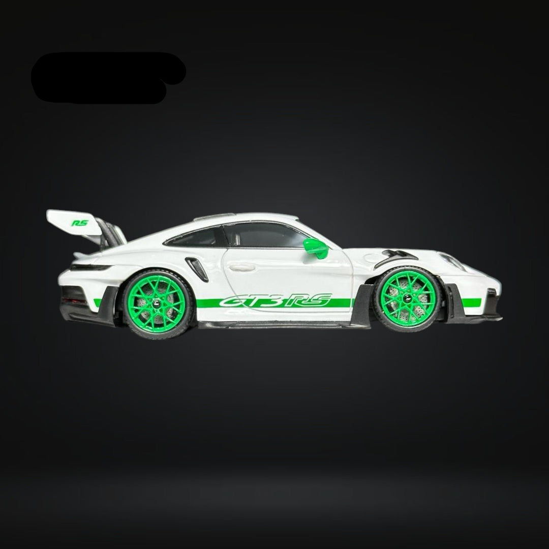 Porsche 911 (992) GT3 RS in Tribute Green 1:64 by FuelMe Passenger Side View