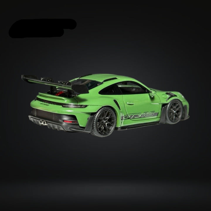 Porsche 911 (992) GT3 RS in Olive Green 1:64 by FuelMe Angle Rear View