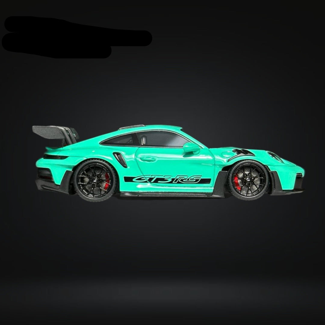 Porsche 911 (992) GT3 RS in Mint Green 1:64 by FuelMe Passenger Side View