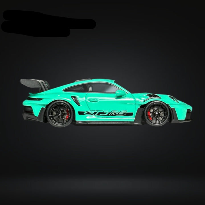 Porsche 911 (992) GT3 RS in Mint Green 1:64 by FuelMe Passenger Side View