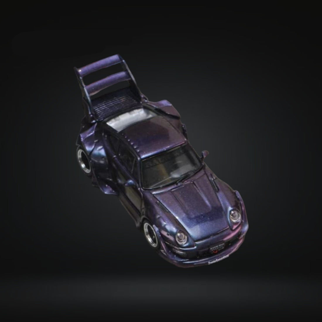 Porsche RWB 993 Chameleon Purple High Wing 1:64 by Street Weapon Top View