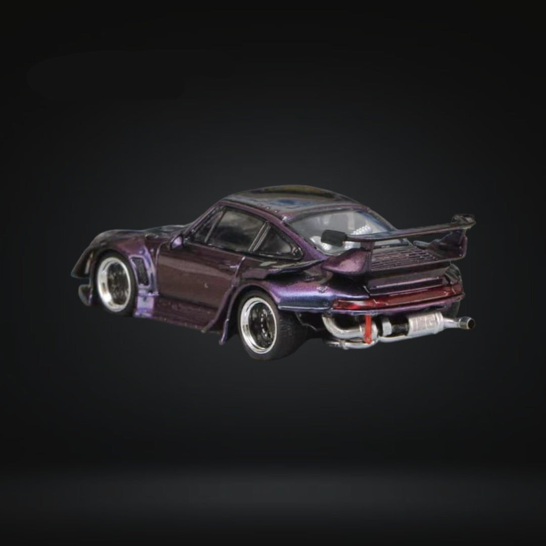 Porsche RWB 993 Chameleon Purple Low Wing 1:64 by Street Weapon Angled Rear View 2