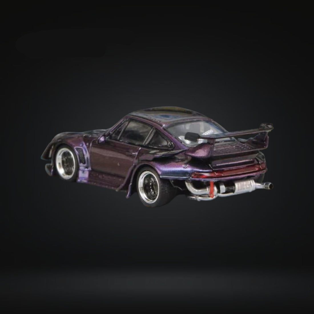 Porsche RWB 993 Chameleon Purple Low Wing 1:64 by Street Weapon Angled Rear View 2