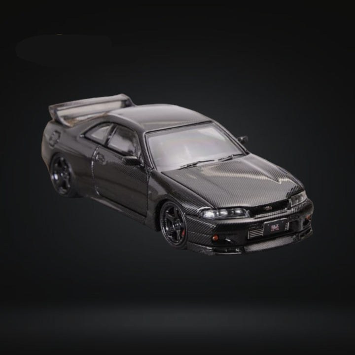 Nissan Skyline GT-R R33 GT-R 4th Gen BCNR33 Full Carbon Black 1:64 by Focal Horizon Angled Front View