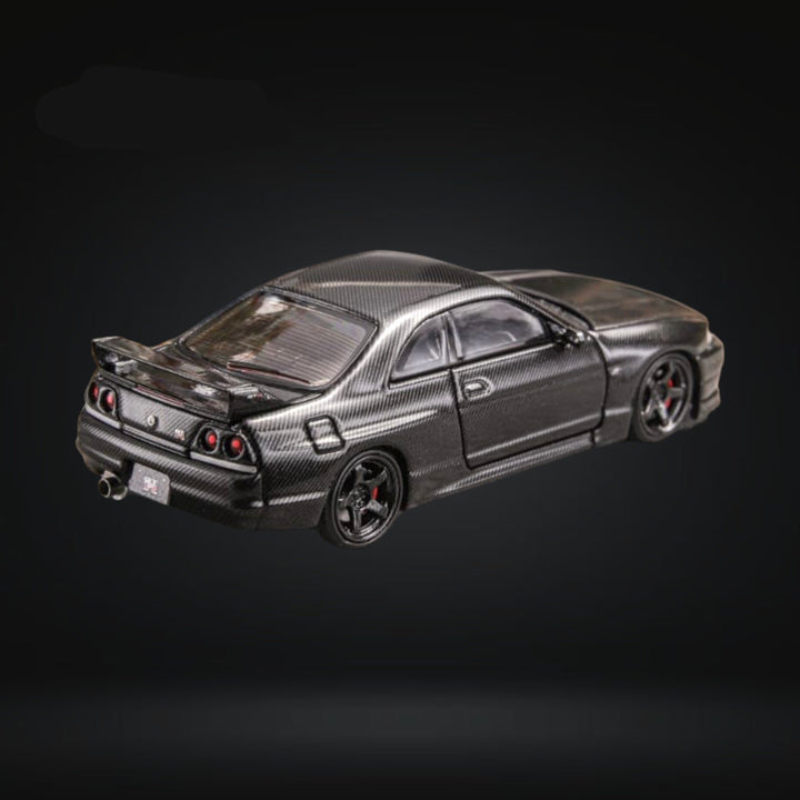 Nissan Skyline GT-R R33 GT-R 4th Gen BCNR33 Full Carbon Black 1:64 by Focal Horizon Angled Rear View