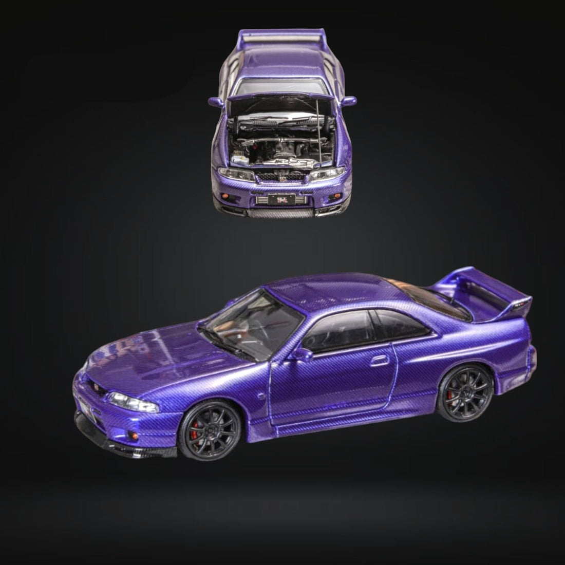 Nissan Skyline GT-R R33 GT-R 4th Gen BCNR33 Full Carbon Purple 1:64 by Focal Horizon Driver Side View