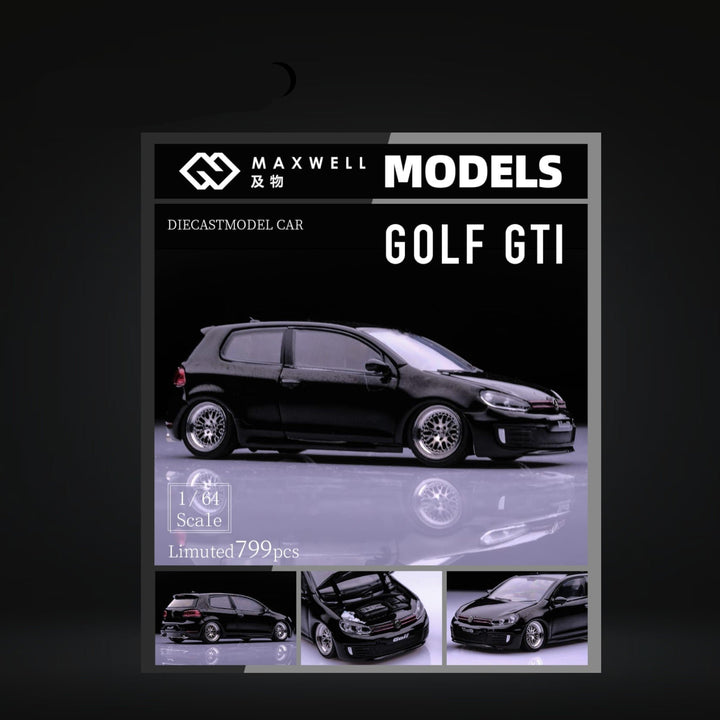 Volkswagen VW GOLF GTI MK6 Pearl Black Lowered With BBS Wheels 1:64 by Maxwell - 1