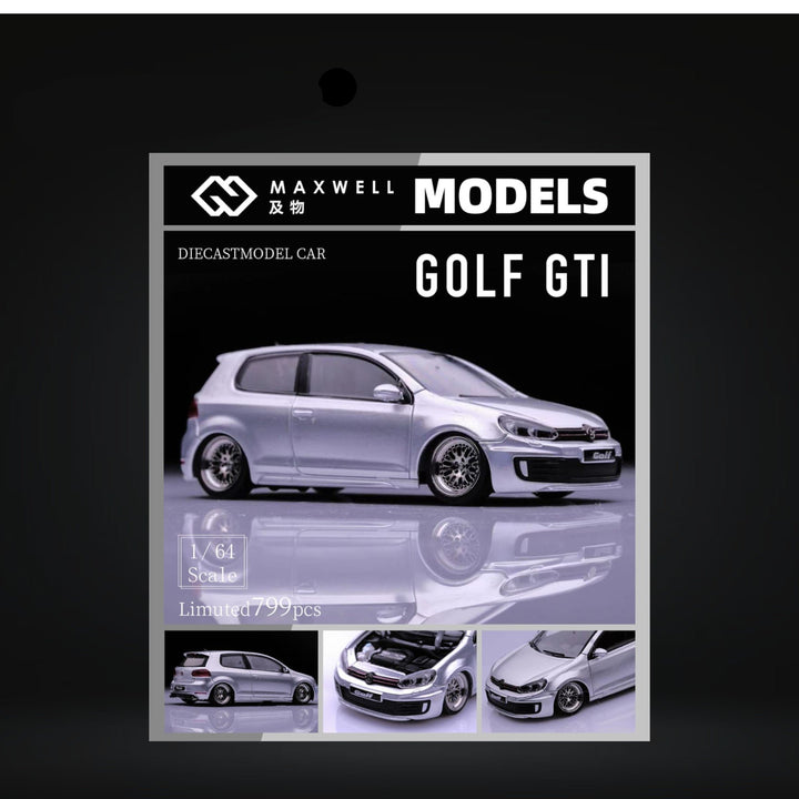 Volkswagen VW GOLF GTI MK6 Pearl Silver Lowered With BBS Wheels 1:64 by Maxwell