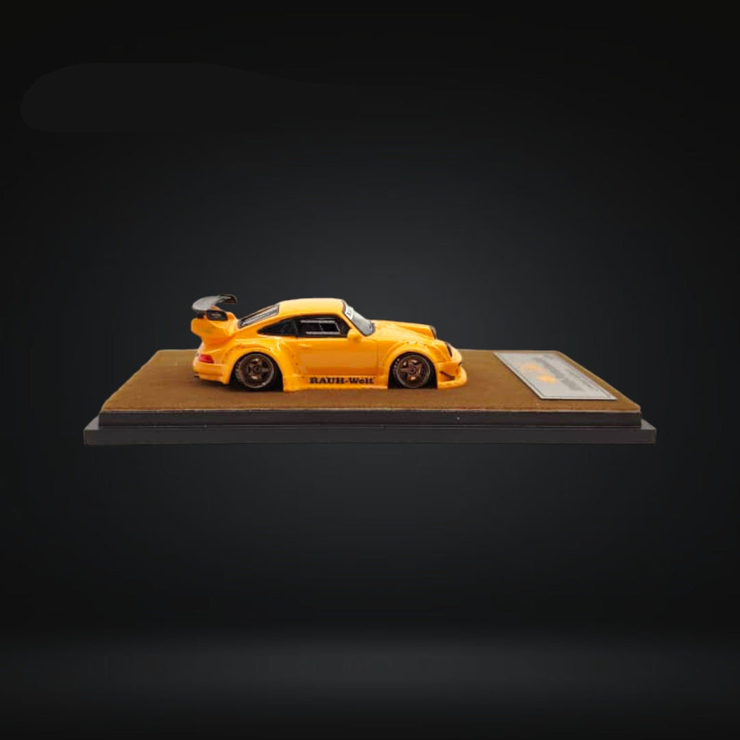 Porsche RWB 930 GT Wing in Orange Resin Model 1:64 by QIDIAN Side View