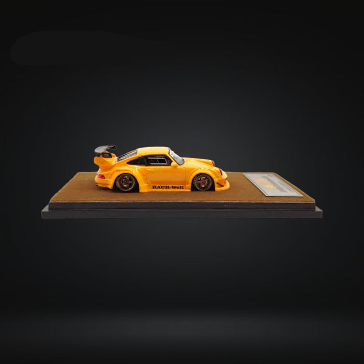 Porsche RWB 930 GT Wing in Orange Resin Model 1:64 by QIDIAN Side View