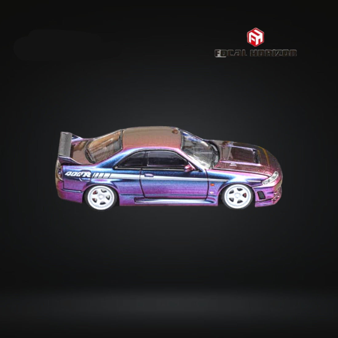 Nissan Skyline GT-R R33 GT-R 4th Gen BCNR33 Midnight Purple 1:64 by Focal Horizon Side View