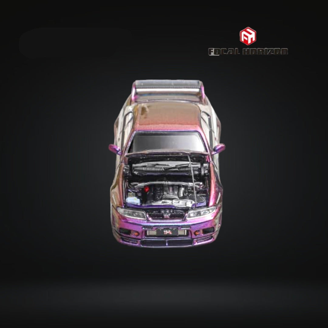 Nissan Skyline GT-R R33 GT-R 4th Gen BCNR33 Midnight Purple 1:64 by Focal Horizon Open Hood